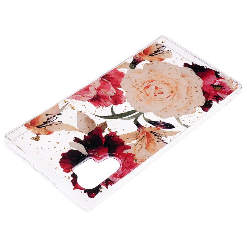 Hoesje Samsung Galaxy Note 10 Plus Bloemen En Glitter