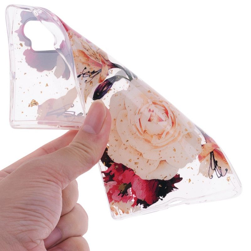 Hoesje Samsung Galaxy Note 10 Plus Bloemen En Glitter