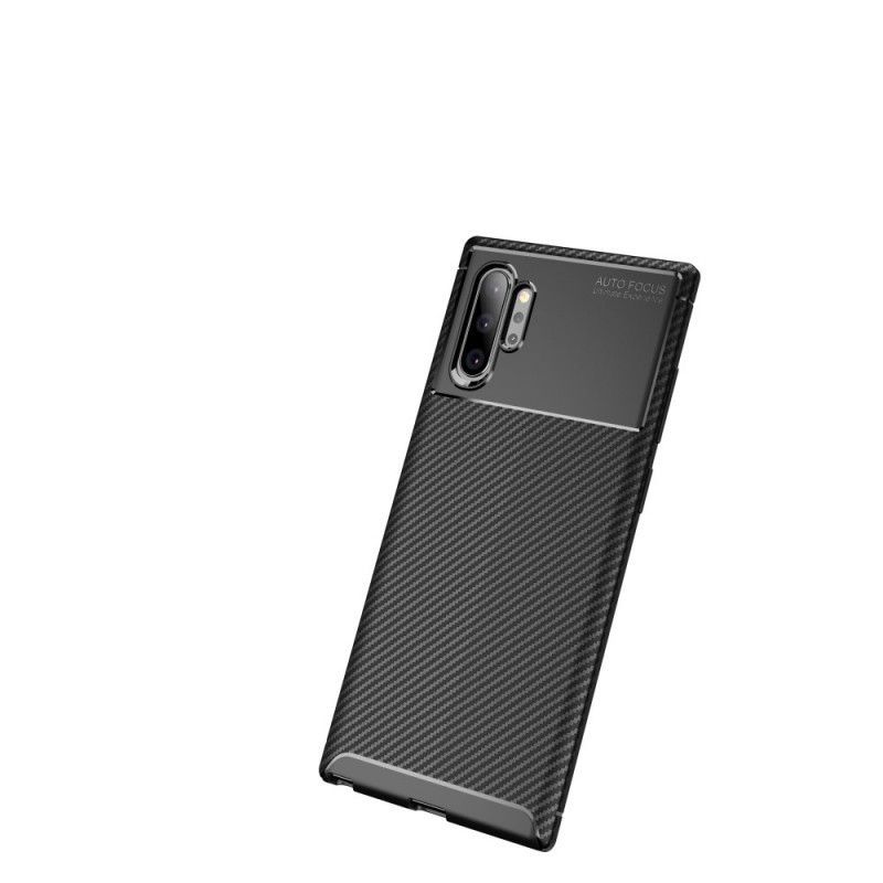 Hoesje Samsung Galaxy Note 10 Plus Donkerblauw Zwart Flexibele Koolstofvezeltextuur