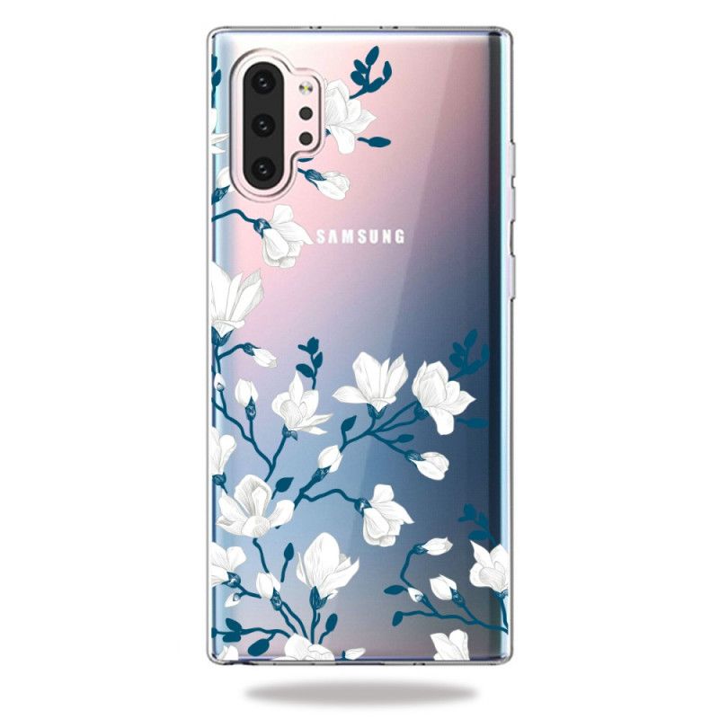 Hoesje voor Samsung Galaxy Note 10 Plus Witte Bloemen