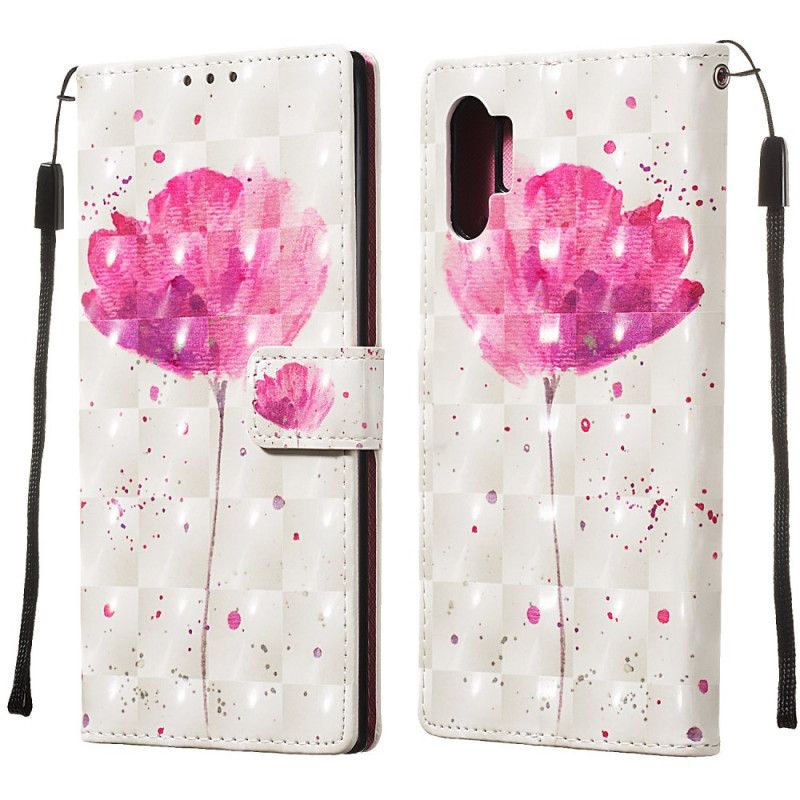 Leren Hoesje Samsung Galaxy Note 10 Plus Aquarel Klaproos