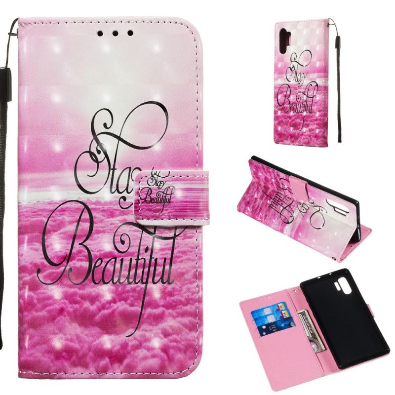 Leren Hoesje Samsung Galaxy Note 10 Plus Blijf Mooi Met String