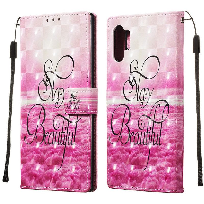 Leren Hoesje Samsung Galaxy Note 10 Plus Blijf Mooi Met String