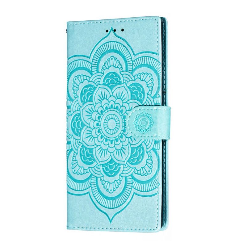 Leren Hoesje Samsung Galaxy Note 10 Plus Grijs Zwart Volledige Mandala