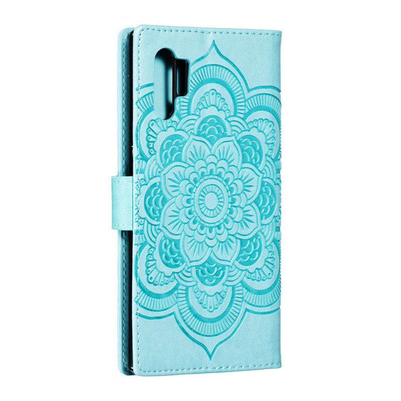 Leren Hoesje Samsung Galaxy Note 10 Plus Grijs Zwart Volledige Mandala