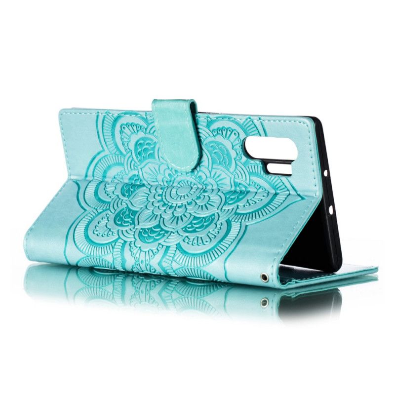 Leren Hoesje Samsung Galaxy Note 10 Plus Grijs Zwart Volledige Mandala