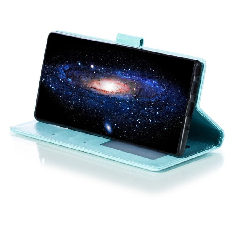 Leren Hoesje Samsung Galaxy Note 10 Plus Grijs Zwart Volledige Mandala
