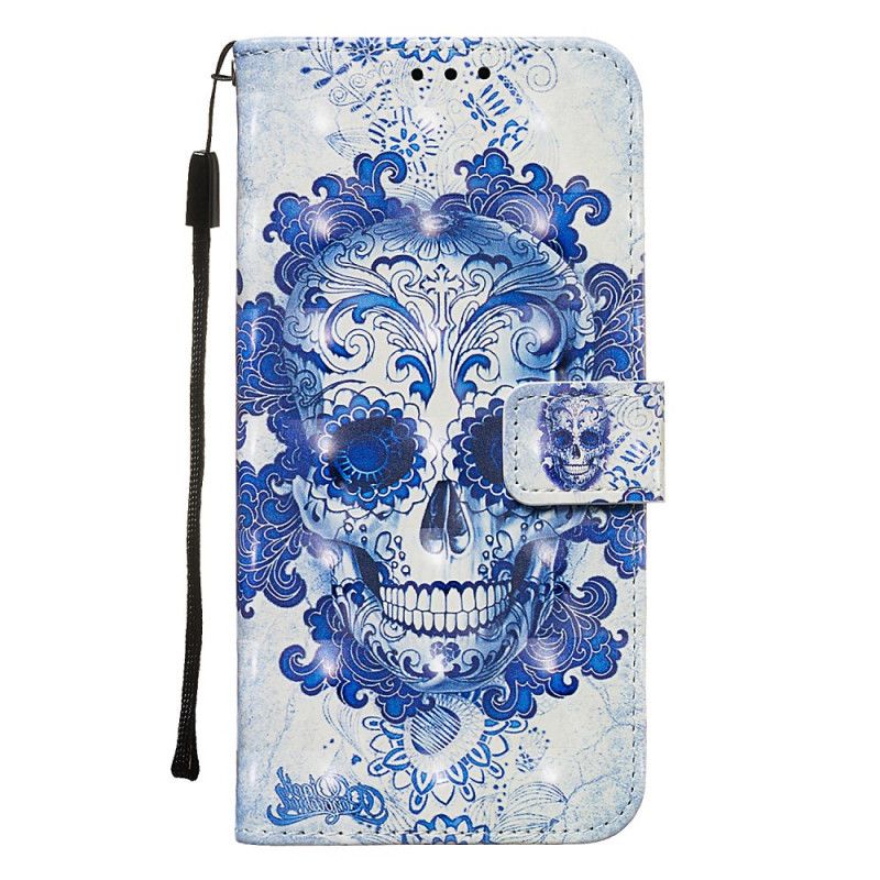 Leren Hoesje voor Samsung Galaxy Note 10 Plus Blauwe Schedel