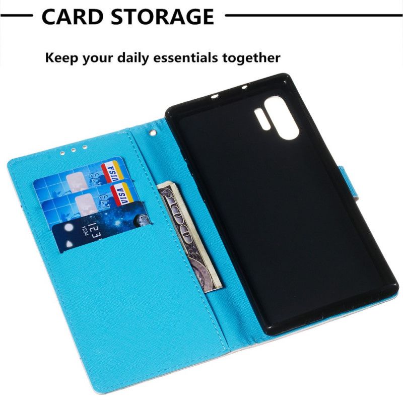Leren Hoesje voor Samsung Galaxy Note 10 Plus Blauwe Schedel