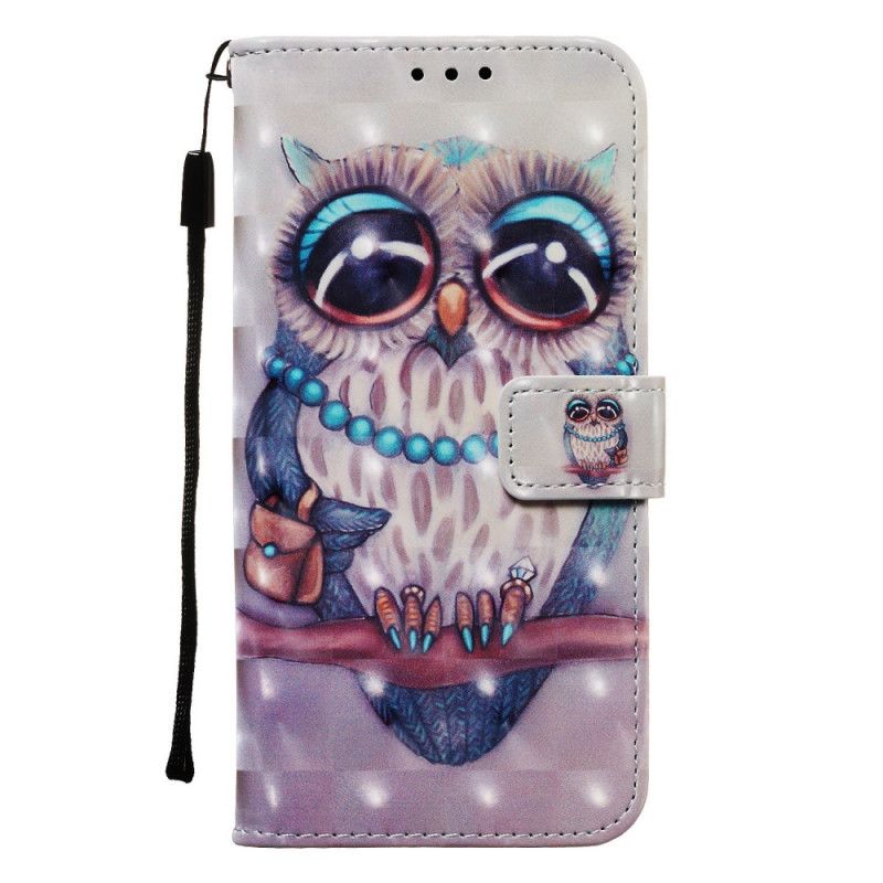 Leren Hoesje voor Samsung Galaxy Note 10 Plus Juffrouw Uil Met String