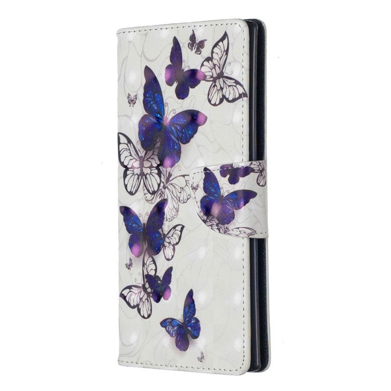 Leren Hoesje voor Samsung Galaxy Note 10 Plus Wit Koningen Vlinders