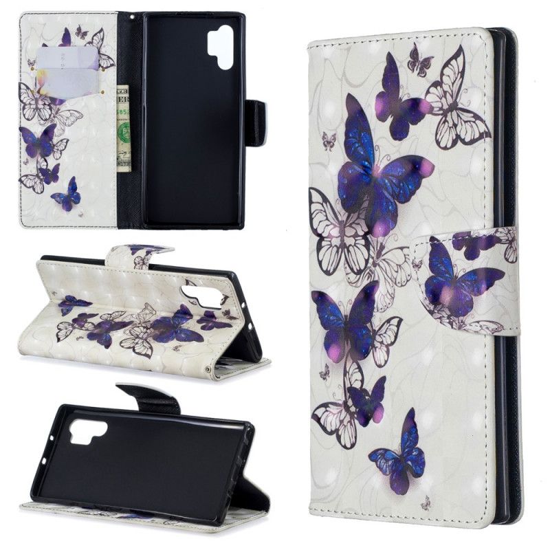 Leren Hoesje voor Samsung Galaxy Note 10 Plus Wit Koningen Vlinders