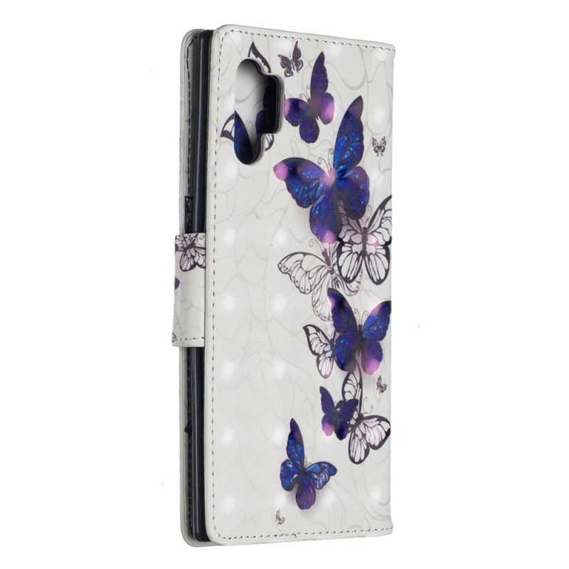 Leren Hoesje voor Samsung Galaxy Note 10 Plus Wit Koningen Vlinders