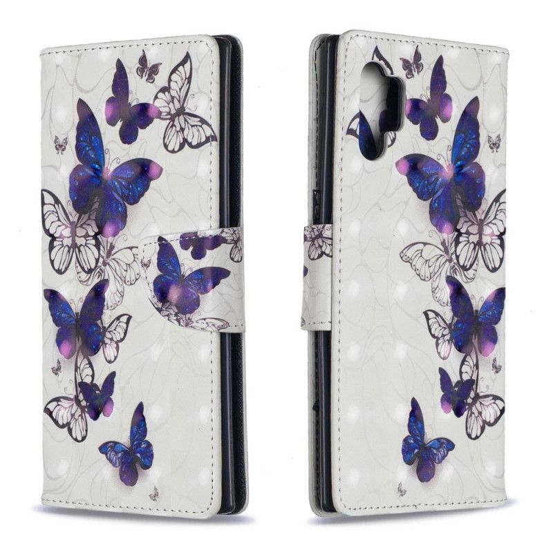 Leren Hoesje voor Samsung Galaxy Note 10 Plus Wit Koningen Vlinders
