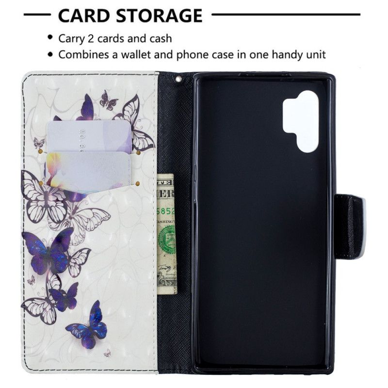 Leren Hoesje voor Samsung Galaxy Note 10 Plus Wit Koningen Vlinders