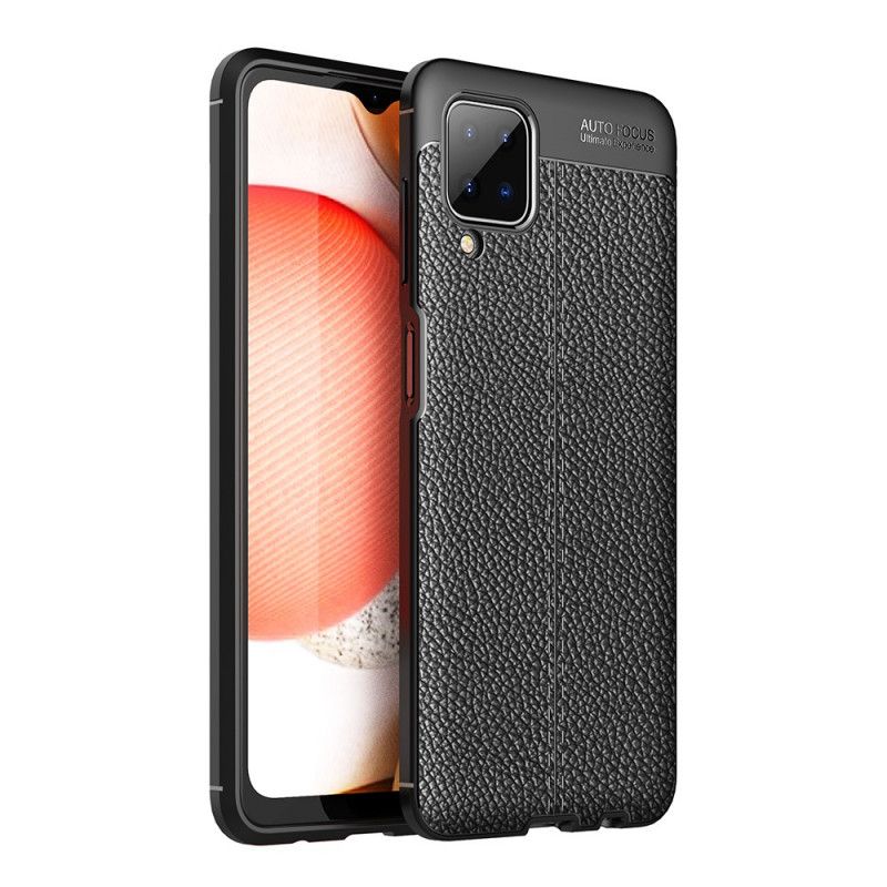 Case Hoesje Samsung Galaxy A12 Rood Zwart Telefoonhoesje Dubbellijns Lychee Leereffect