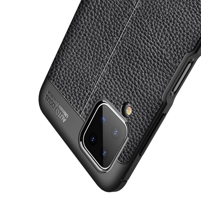 Case Hoesje Samsung Galaxy A12 Rood Zwart Telefoonhoesje Dubbellijns Lychee Leereffect