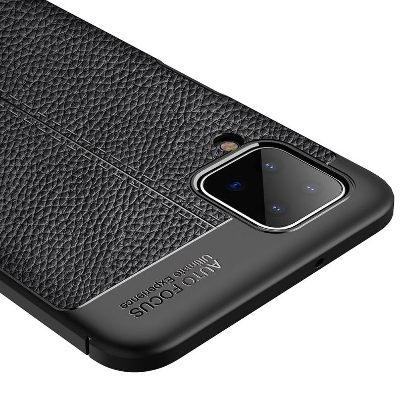 Case Hoesje Samsung Galaxy A12 Rood Zwart Telefoonhoesje Dubbellijns Lychee Leereffect
