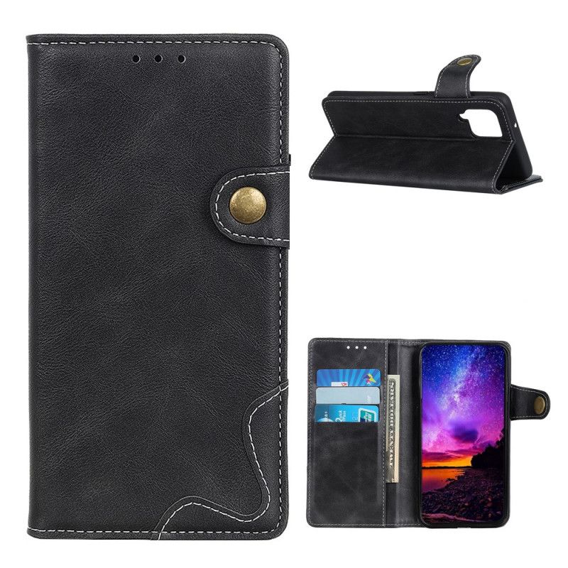 Cover Folio-hoesje Samsung Galaxy A12 Rood Zwart Telefoonhoesje Artistieke Knoop En Stiksel