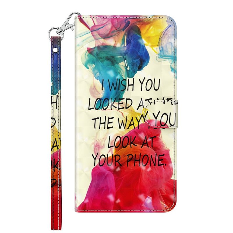 Cover Folio-hoesje Samsung Galaxy A12 Telefoonhoesje Lichtpunt Ik Wens Met Riem