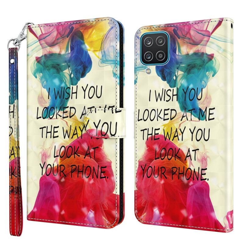 Cover Folio-hoesje Samsung Galaxy A12 Telefoonhoesje Lichtpunt Ik Wens Met Riem