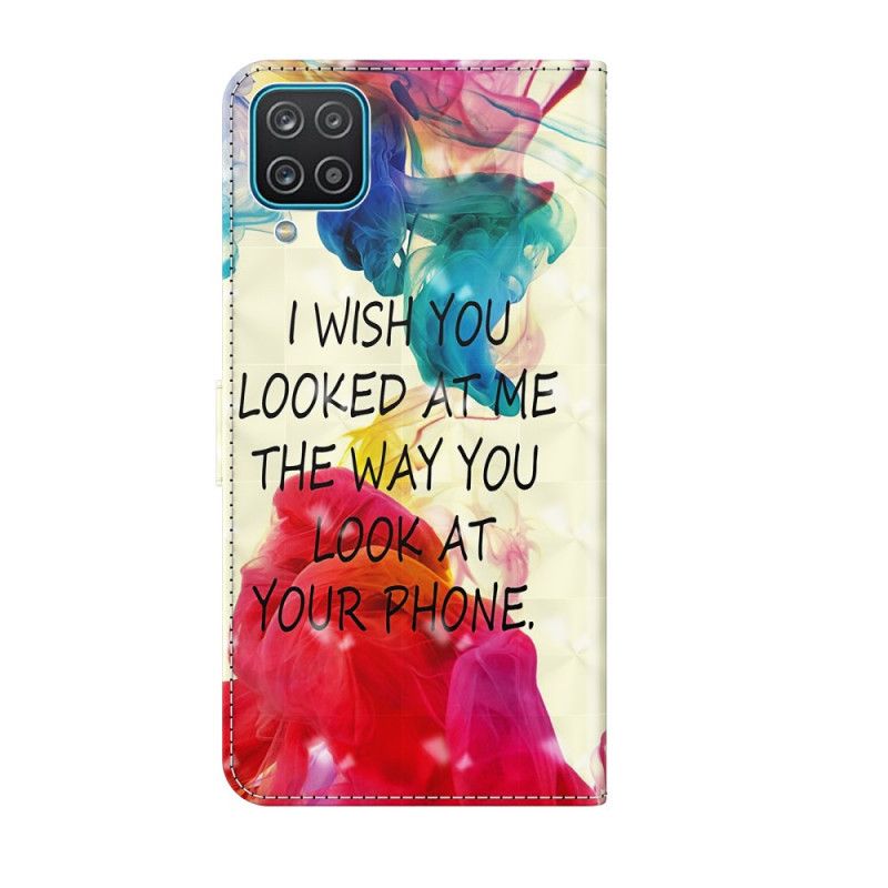 Cover Folio-hoesje Samsung Galaxy A12 Telefoonhoesje Lichtpunt Ik Wens Met Riem