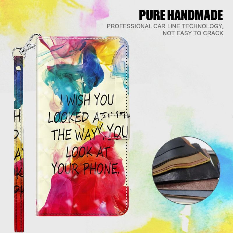 Cover Folio-hoesje Samsung Galaxy A12 Telefoonhoesje Lichtpunt Ik Wens Met Riem