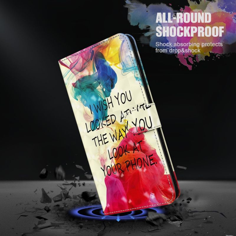 Cover Folio-hoesje Samsung Galaxy A12 Telefoonhoesje Lichtpunt Ik Wens Met Riem