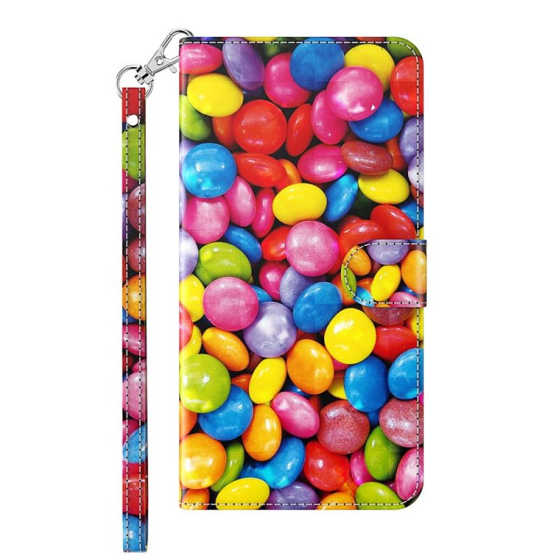 Cover Folio-hoesje Samsung Galaxy A12 Telefoonhoesje Snoepje Met Riem