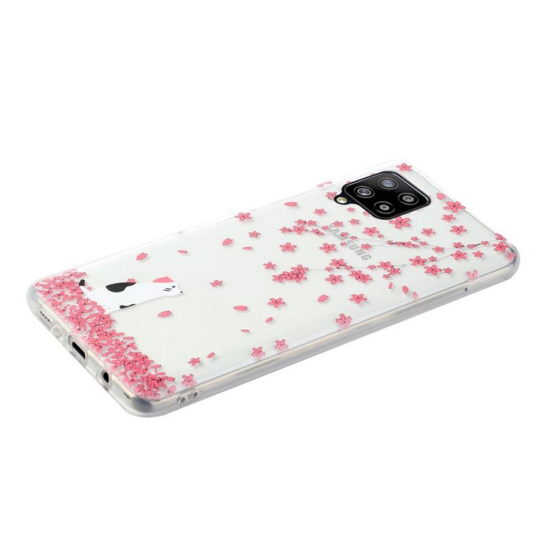 Hoesje Samsung Galaxy A12 Bloemblaadjes En Kat