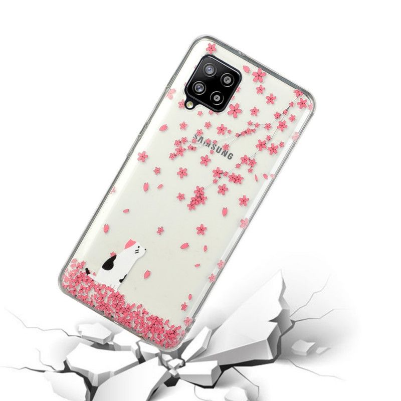 Hoesje Samsung Galaxy A12 Bloemblaadjes En Kat