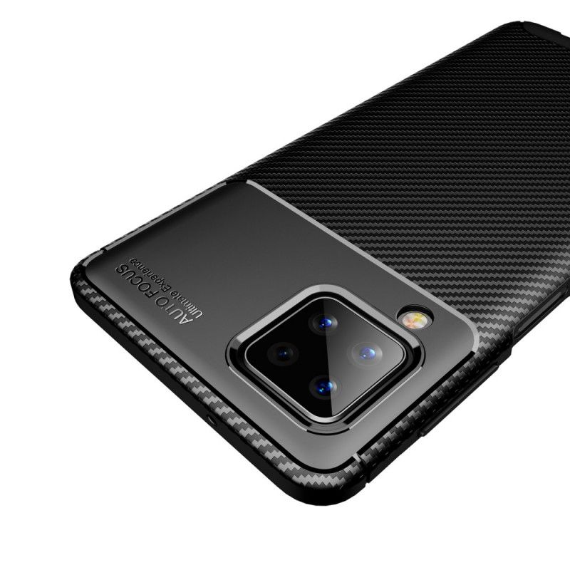 Hoesje Samsung Galaxy A12 Donkerblauw Zwart Flexibele Koolstofvezeltextuur