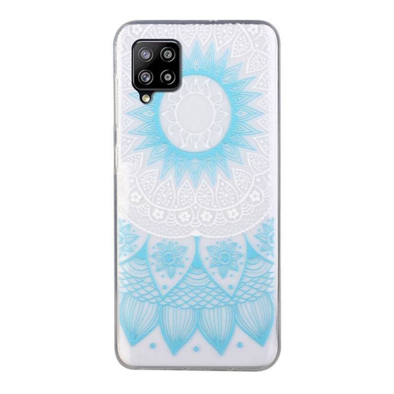 Hoesje Samsung Galaxy A12 Lichtblauw Roze Transparante Kleurrijke Mandala