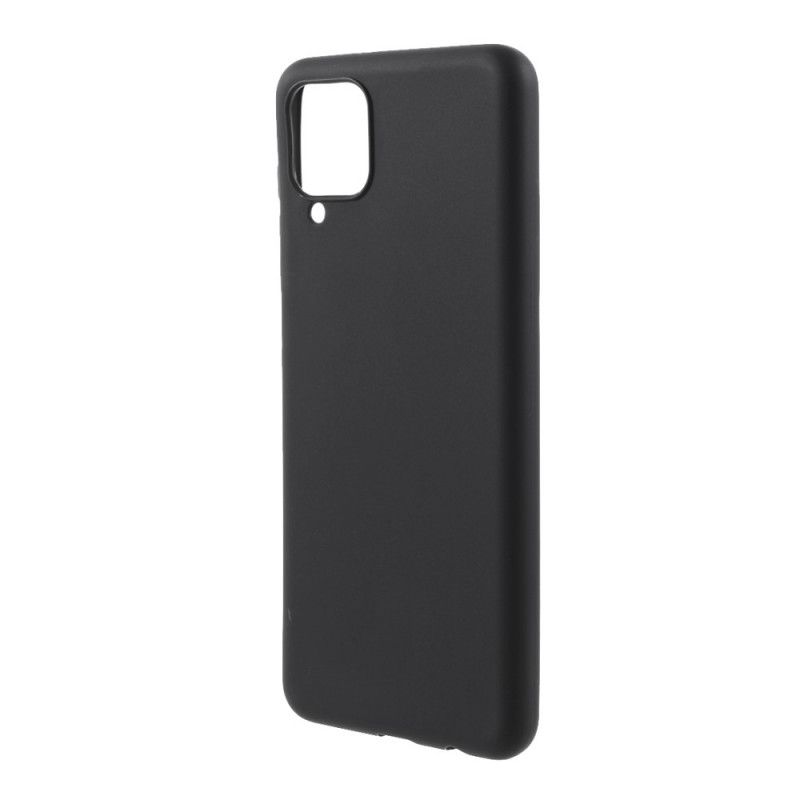 Hoesje Samsung Galaxy A12 Rood Zwart Harde Mat Siliconen