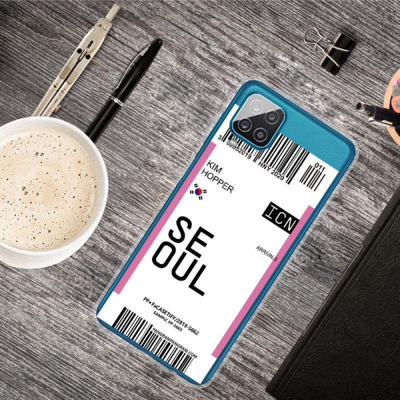 Hoesje Samsung Galaxy A12 Roze Magenta Instapkaart Naar Seoul