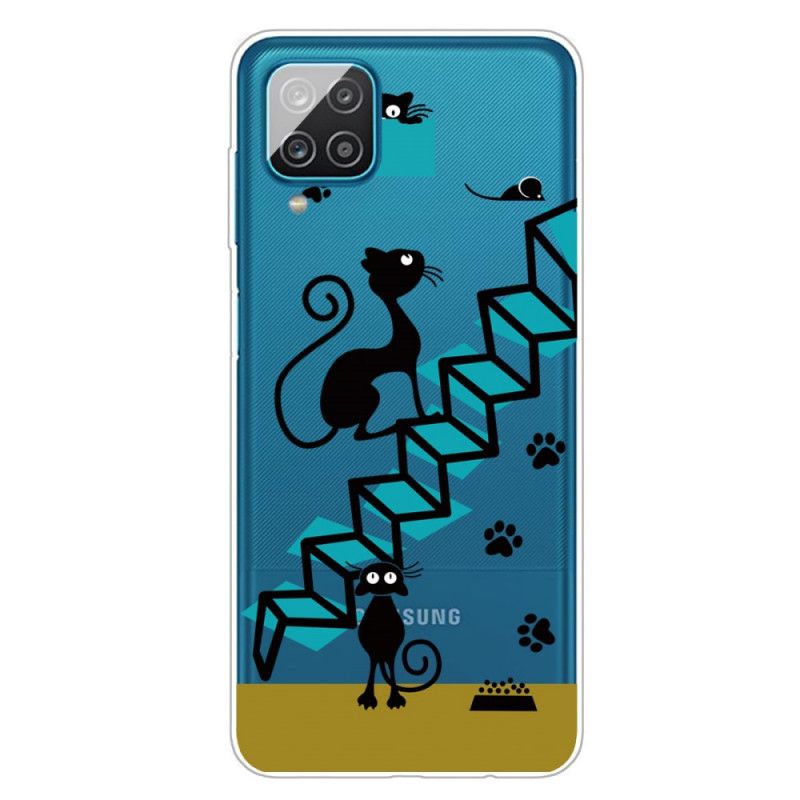 Hoesje Samsung Galaxy A12 Telefoonhoesje Grappige Katten