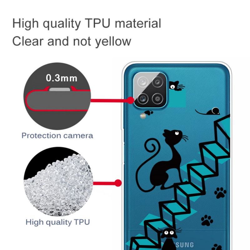Hoesje Samsung Galaxy A12 Telefoonhoesje Grappige Katten