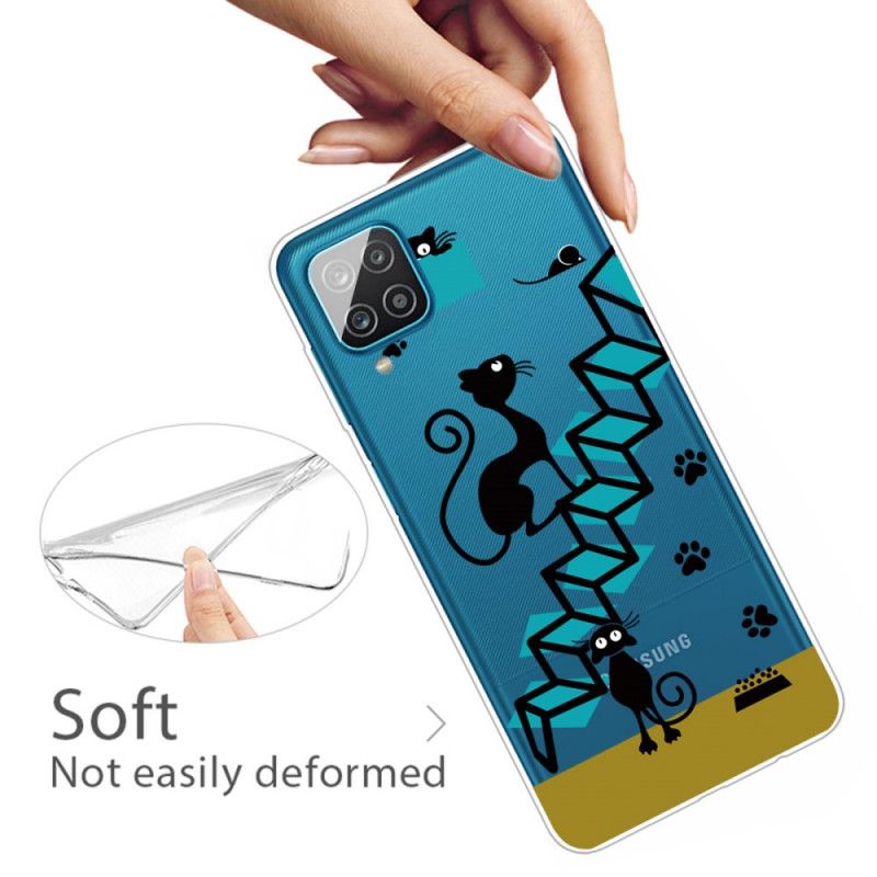 Hoesje Samsung Galaxy A12 Telefoonhoesje Grappige Katten
