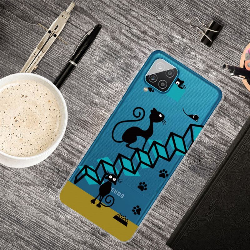 Hoesje Samsung Galaxy A12 Telefoonhoesje Grappige Katten