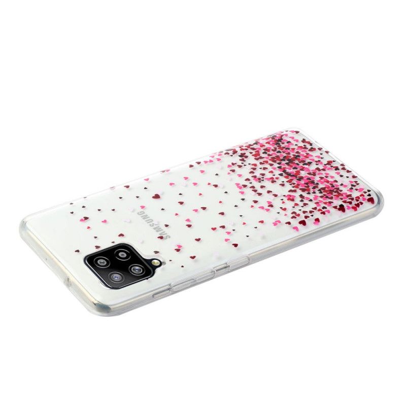 Hoesje Samsung Galaxy A12 Telefoonhoesje Transparant Meerdere Rode Harten