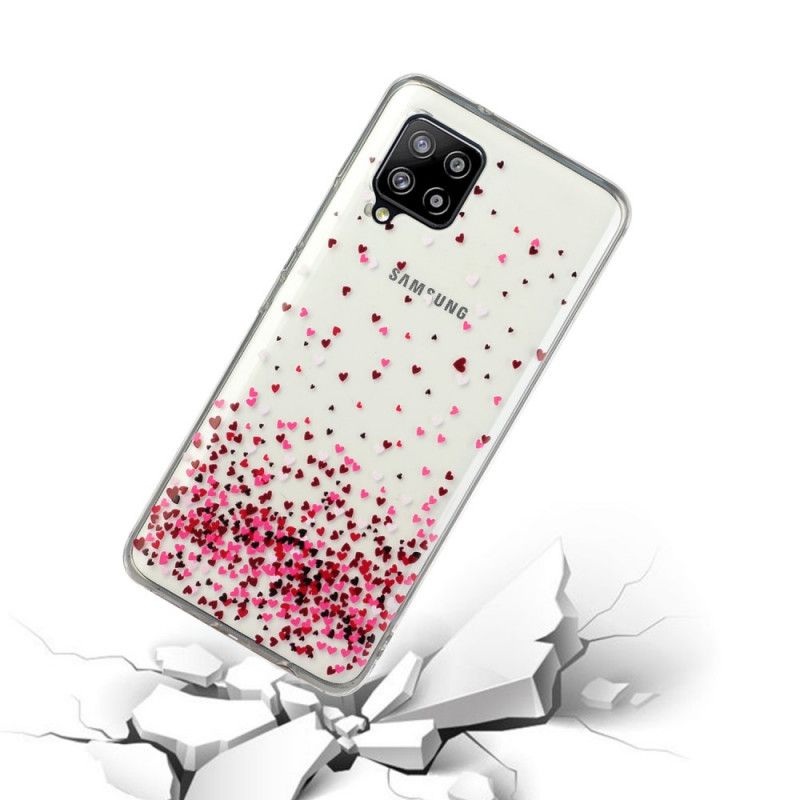 Hoesje Samsung Galaxy A12 Telefoonhoesje Transparant Meerdere Rode Harten