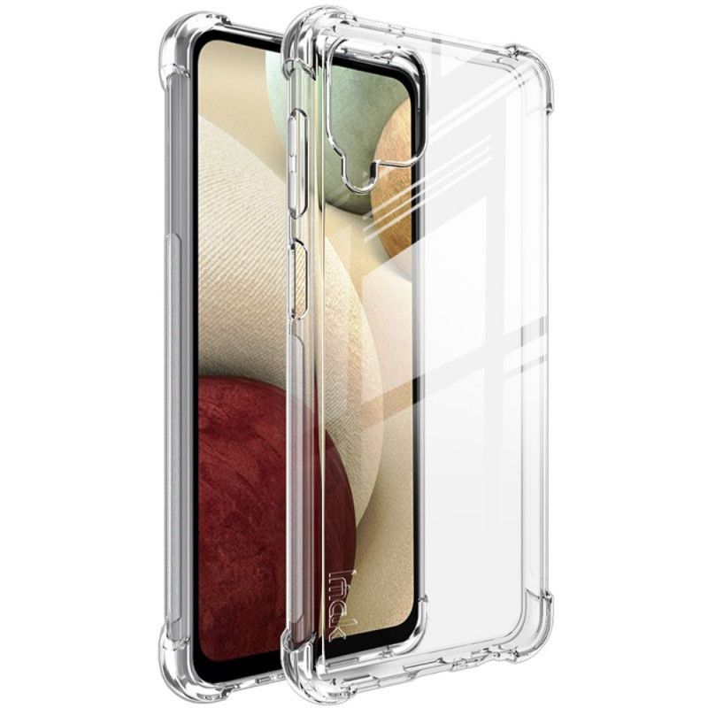 Hoesje Samsung Galaxy A12 Transparant Zwart Imak Zijdeachtig Transparant