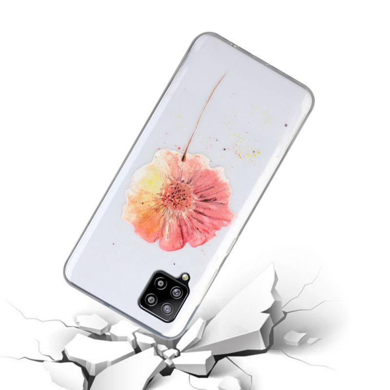 Hoesje Samsung Galaxy A12 Transparante Aquarel Klaproos