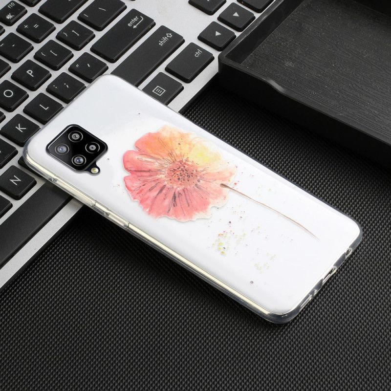 Hoesje Samsung Galaxy A12 Transparante Aquarel Klaproos