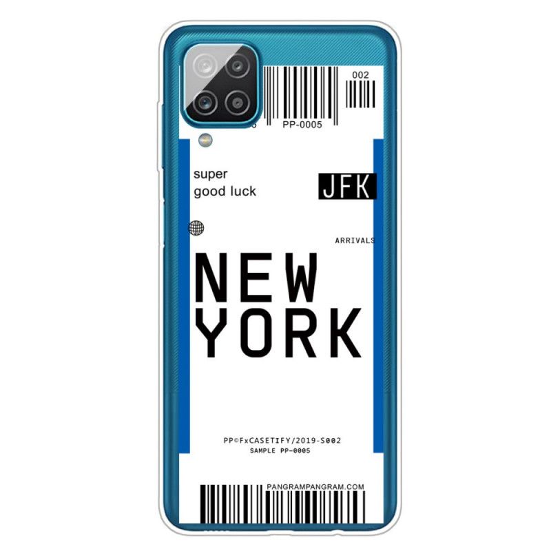 Hoesje voor Samsung Galaxy A12 Donkerblauw Zwart Instapkaart Naar New York