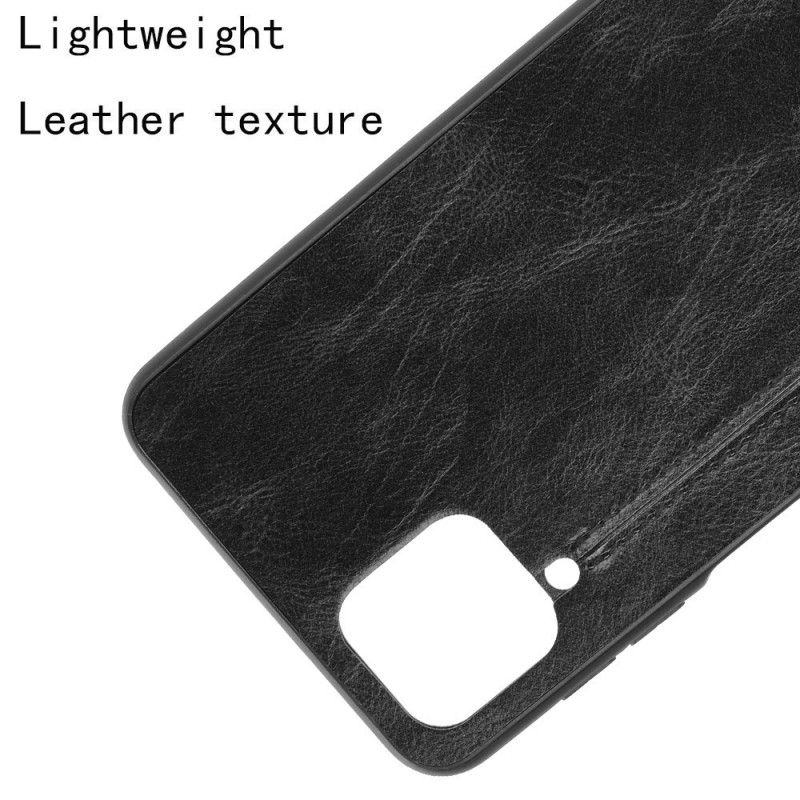 Hoesje voor Samsung Galaxy A12 Rood Zwart Gestikt Leereffect