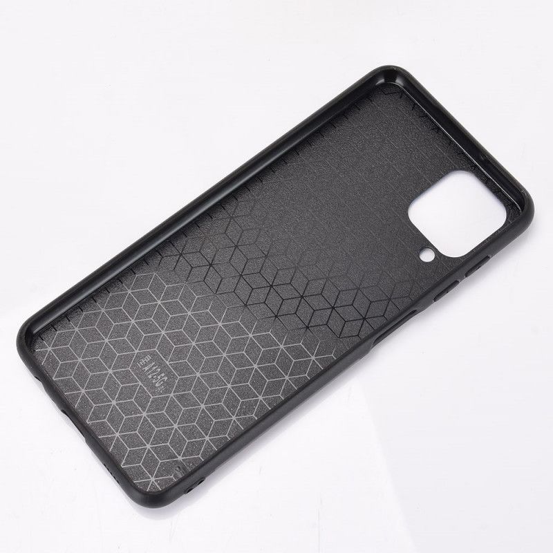 Hoesje voor Samsung Galaxy A12 Rood Zwart Gestikt Leereffect