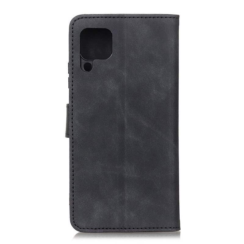 Leren Hoesje Samsung Galaxy A12 Rood Zwart Vintage Khazneh Leereffect