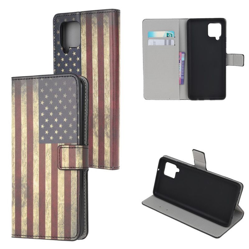 Leren Hoesje voor Samsung Galaxy A12 Amerikaanse Vlag
