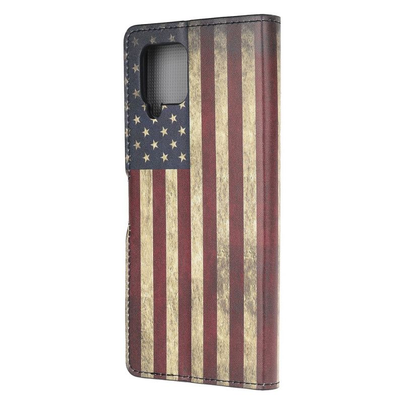 Leren Hoesje voor Samsung Galaxy A12 Amerikaanse Vlag
